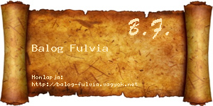 Balog Fulvia névjegykártya